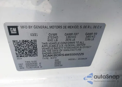 2021 Chevrolet Blazer Fwd 3Lt from USA, damaged, VIN 3GNKBDRS4MS550225